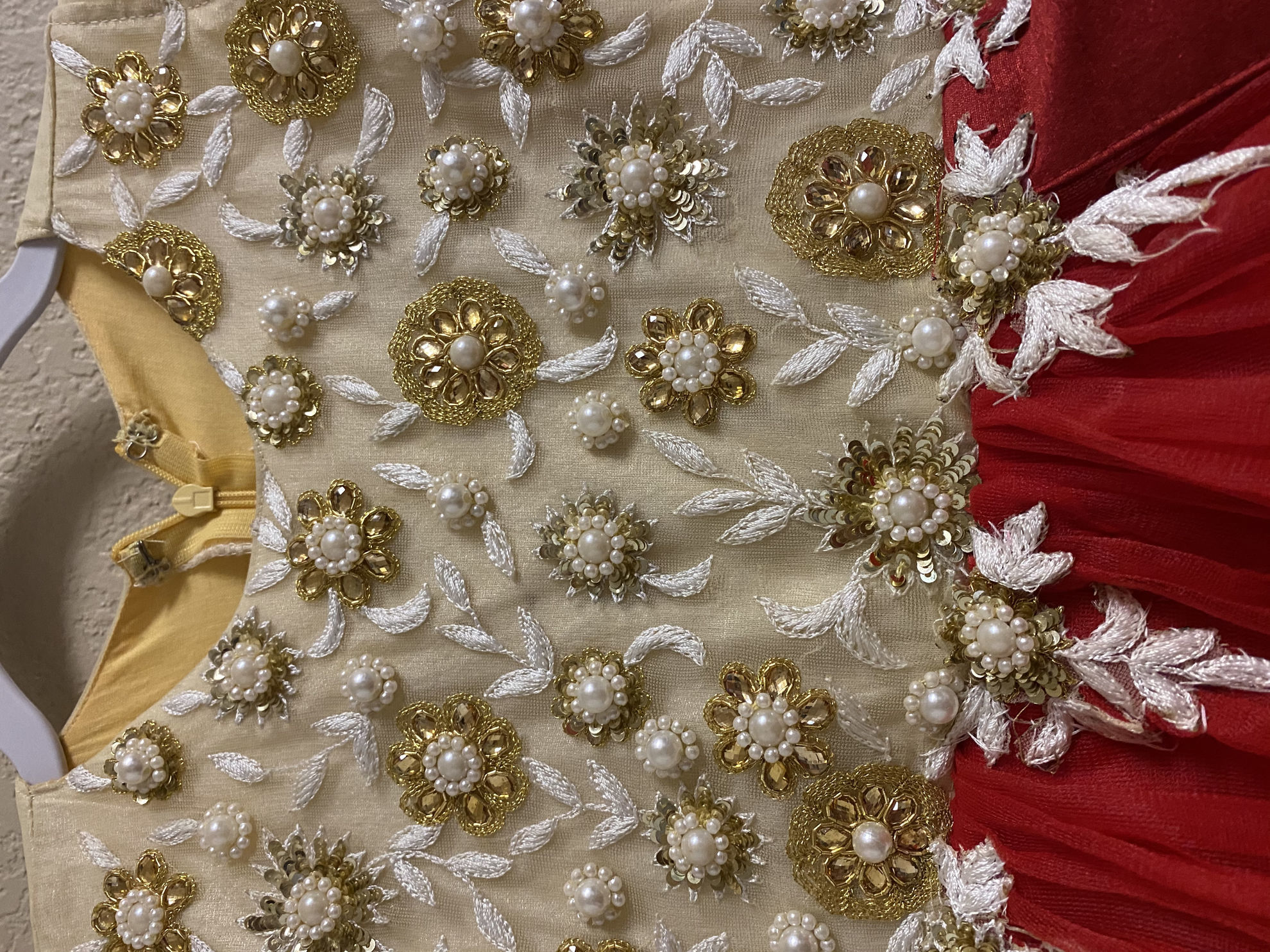 cream colour long frock