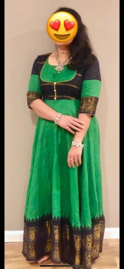 white christmas dresses Madurai Sungudi Gown /Long Kurti with All over Zari checks with Zari B –  www.soosi.co.in main image 0