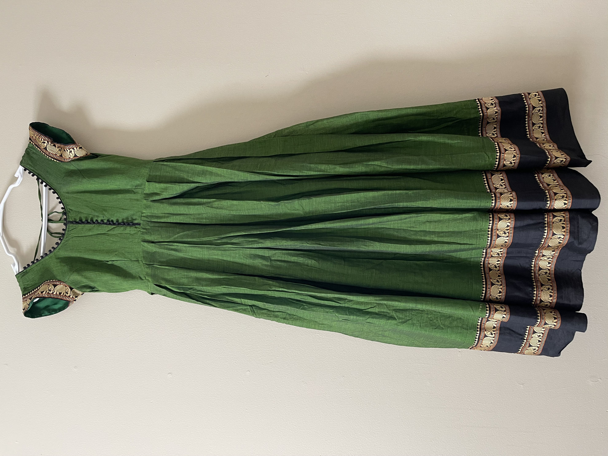 bottle green colour frock