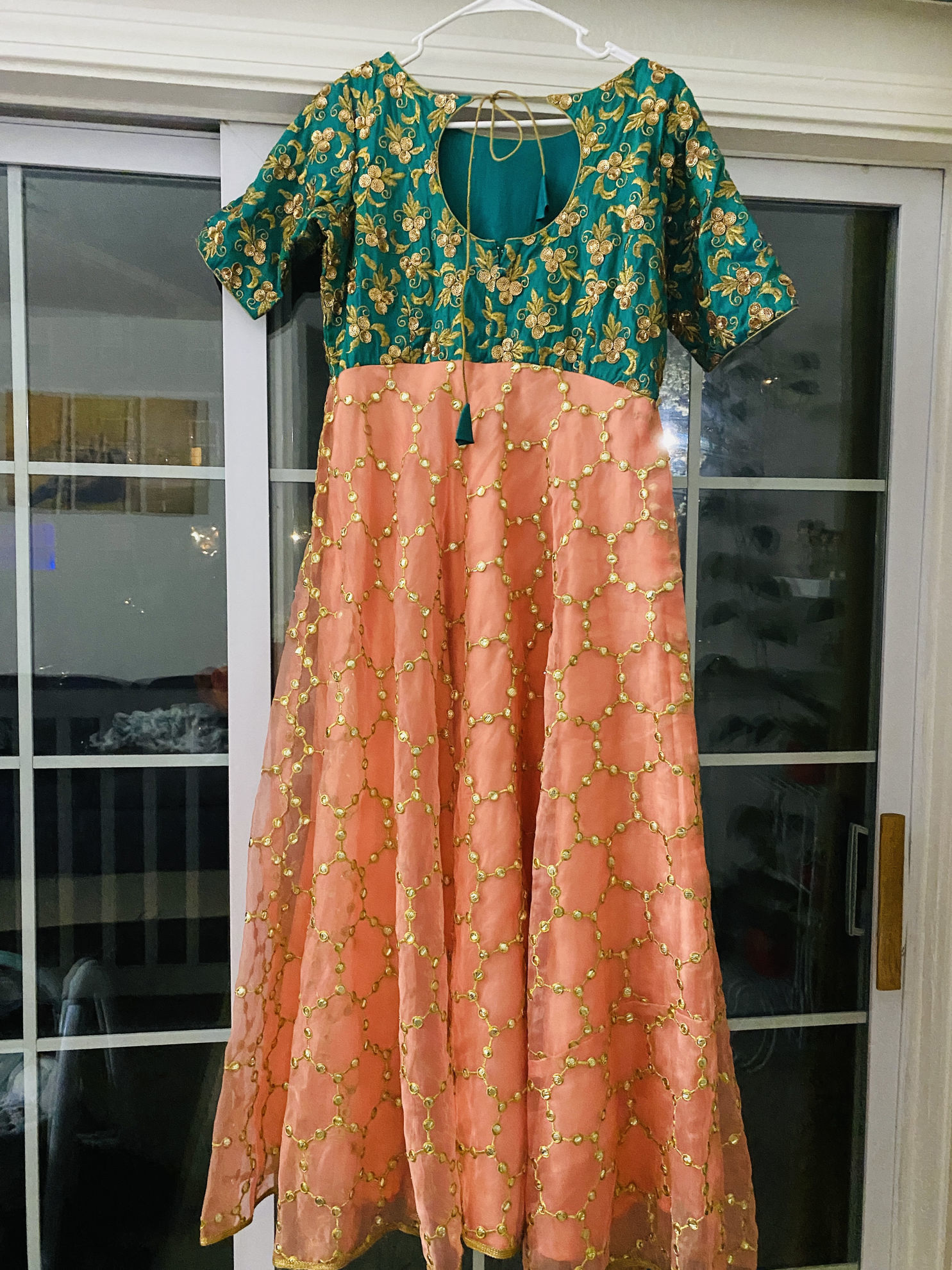 floral print organza long frocks indian