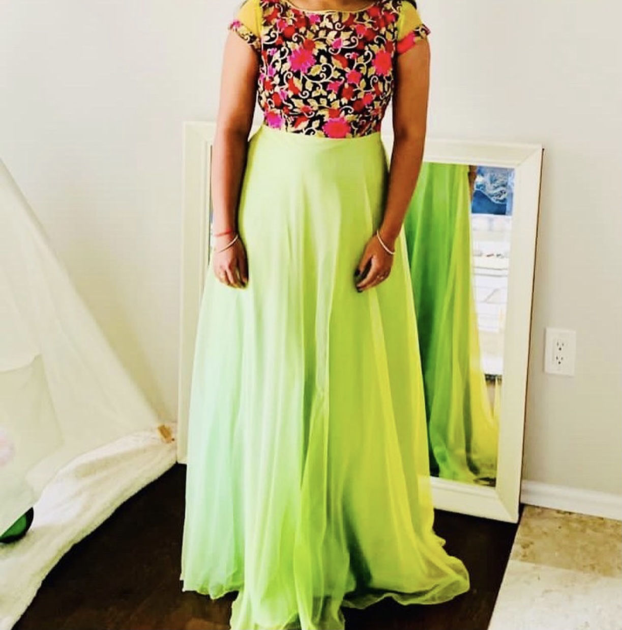 yellow colour long frock