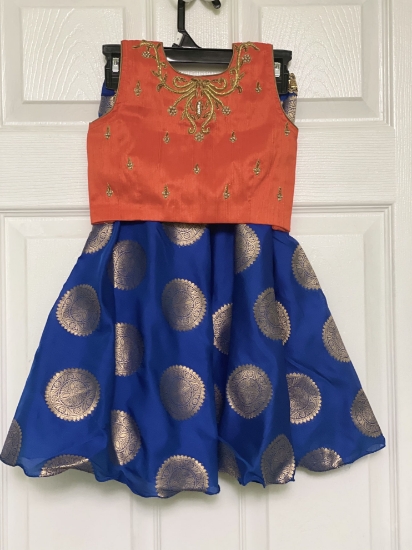 Picture of Beautiful Orange and Blue Lehenga 4-5y