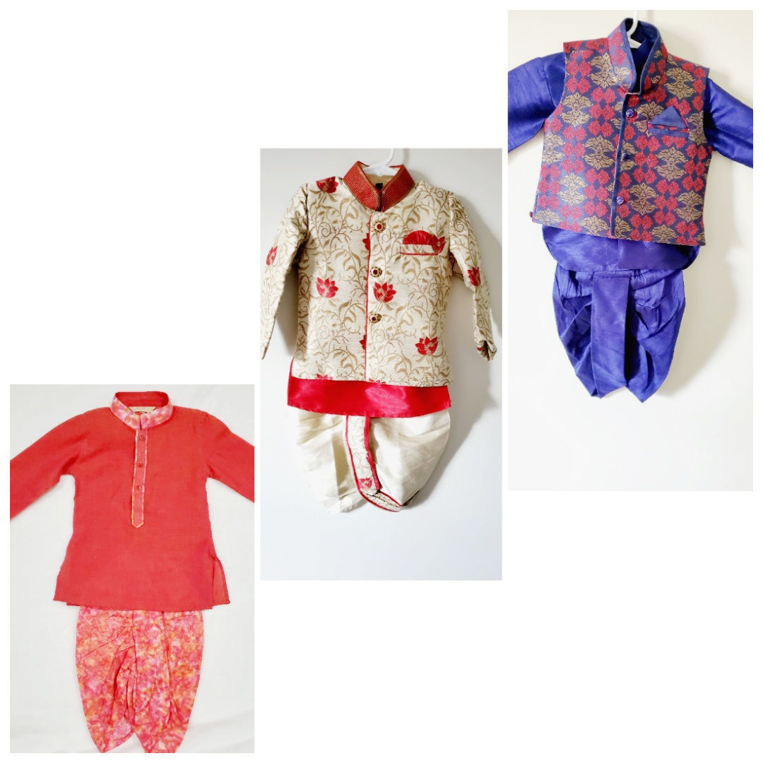 PunarviAuthenticPreLovedSustainable3 Toddler boy kurta sets, 6 months
