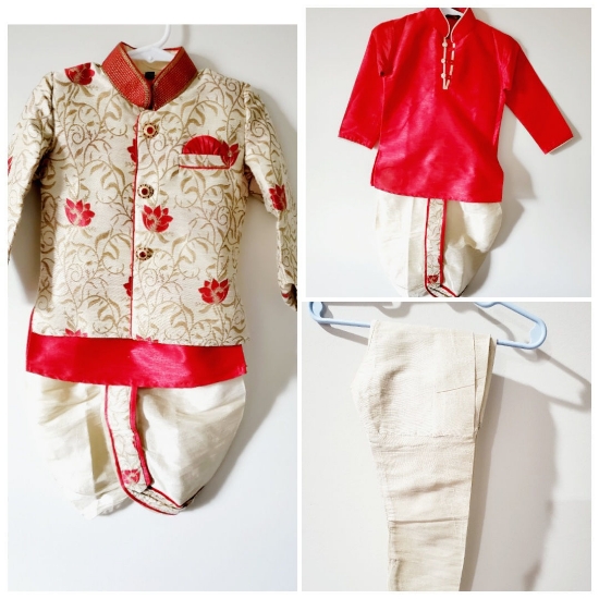 PunarviAuthenticPreLovedSustainable3 Toddler boy kurta sets, 6 months