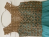 Picture of Stunning Dark Sea Green Long Frock with Gold yoke and bottom