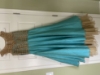 Picture of Stunning Dark Sea Green Long Frock with Gold yoke and bottom