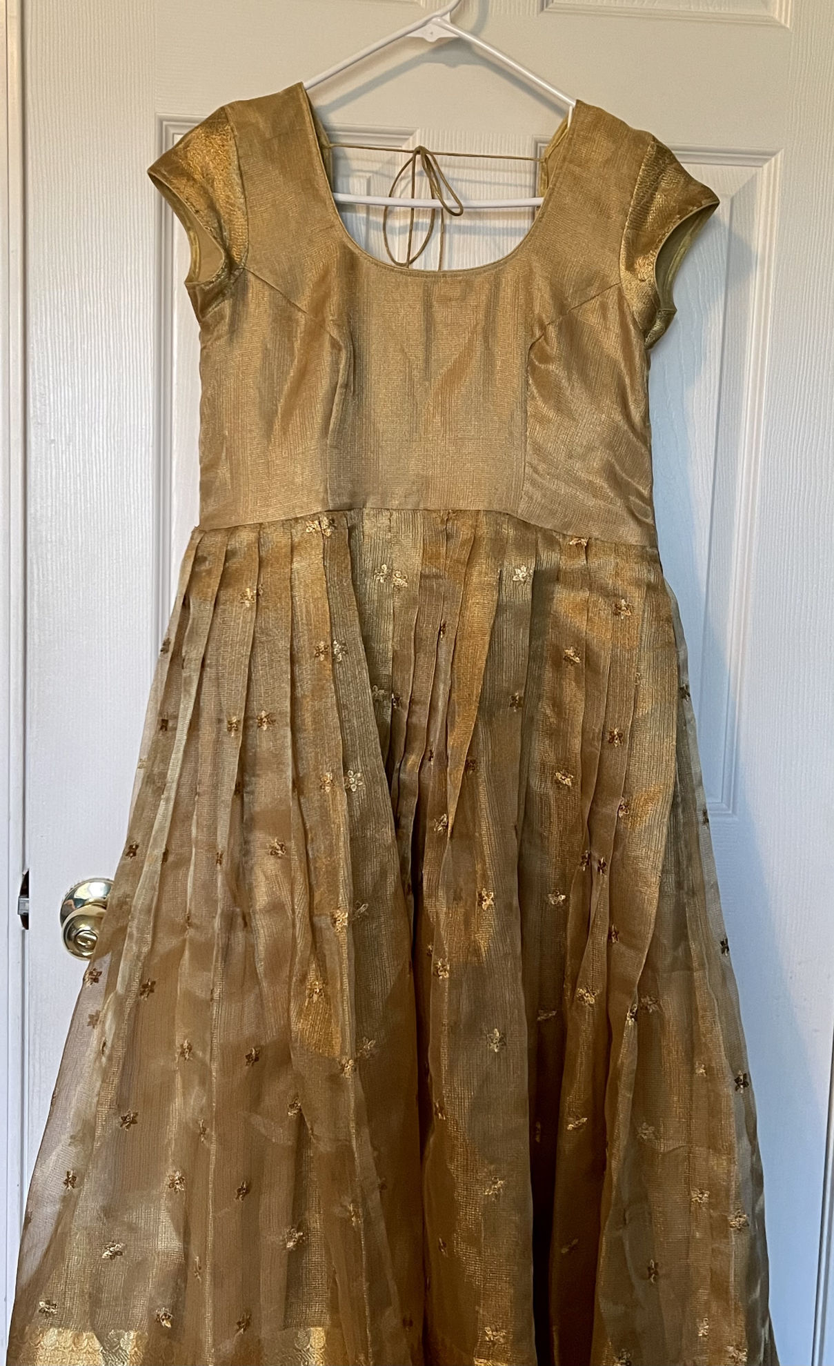 PunarviAuthentic|PreLoved|SustainableNew Gold tissue dress with kanchi ...