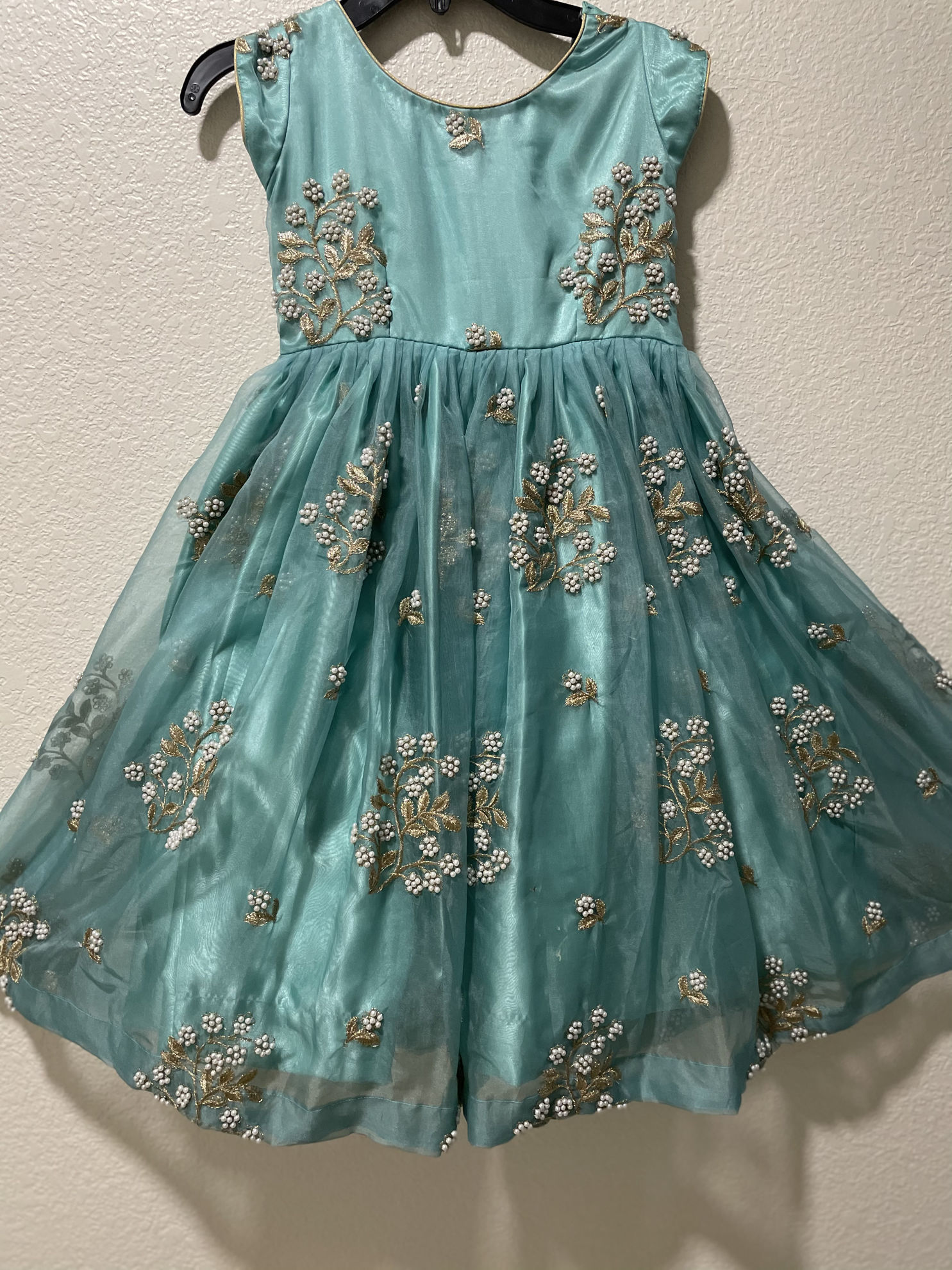 light blue colour long frock