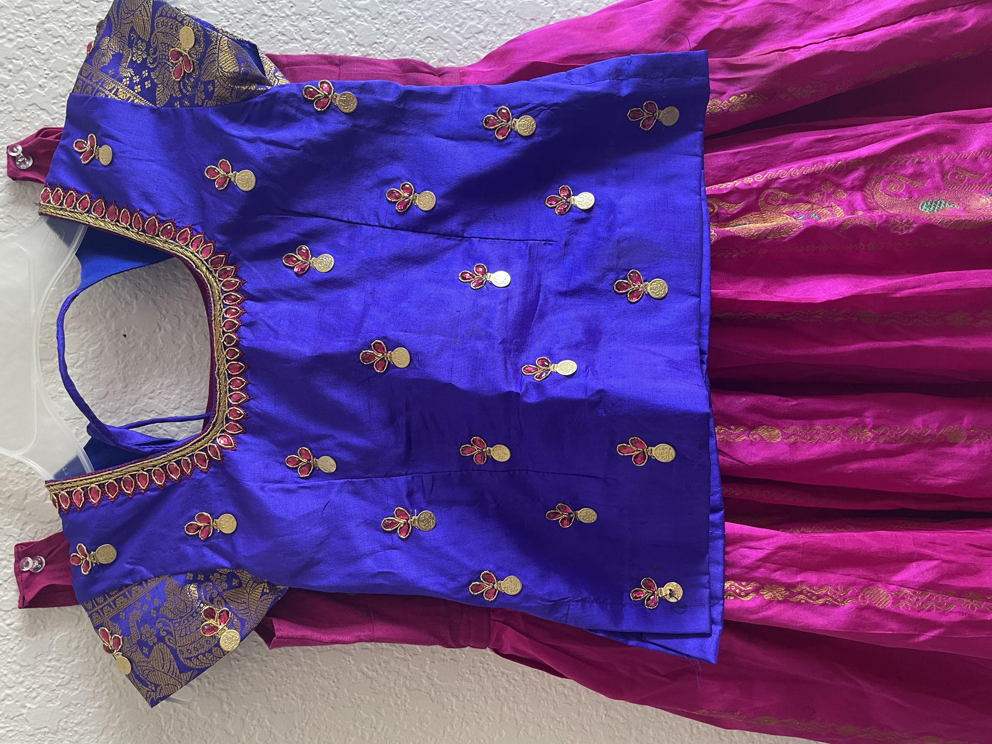 PunarviAuthentic|PreLoved|SustainableBlue and pink pure kanchi pattu langa