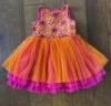 Picture of Pink and orange knee length frock - 4 years