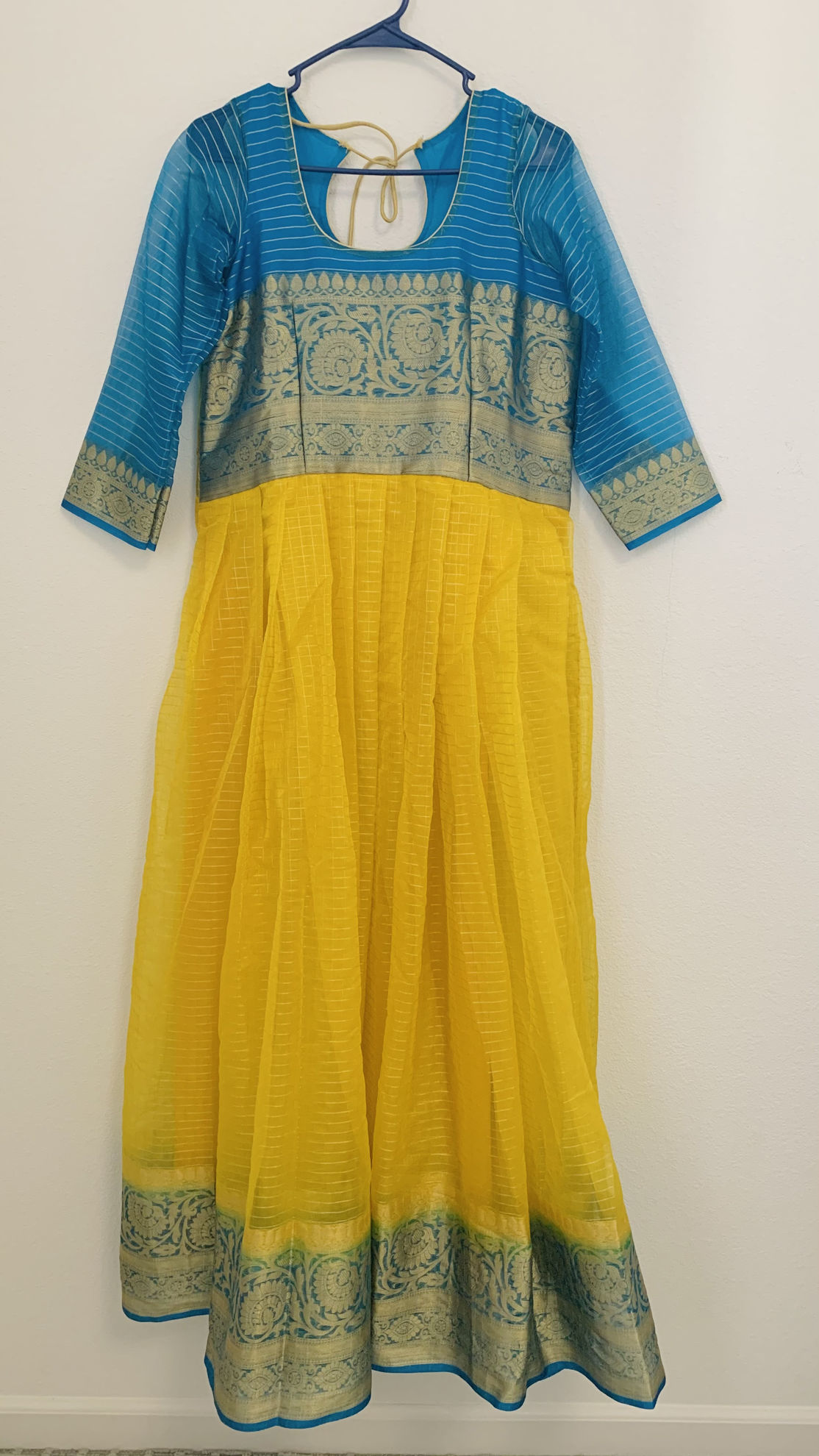 organza checks long frocks