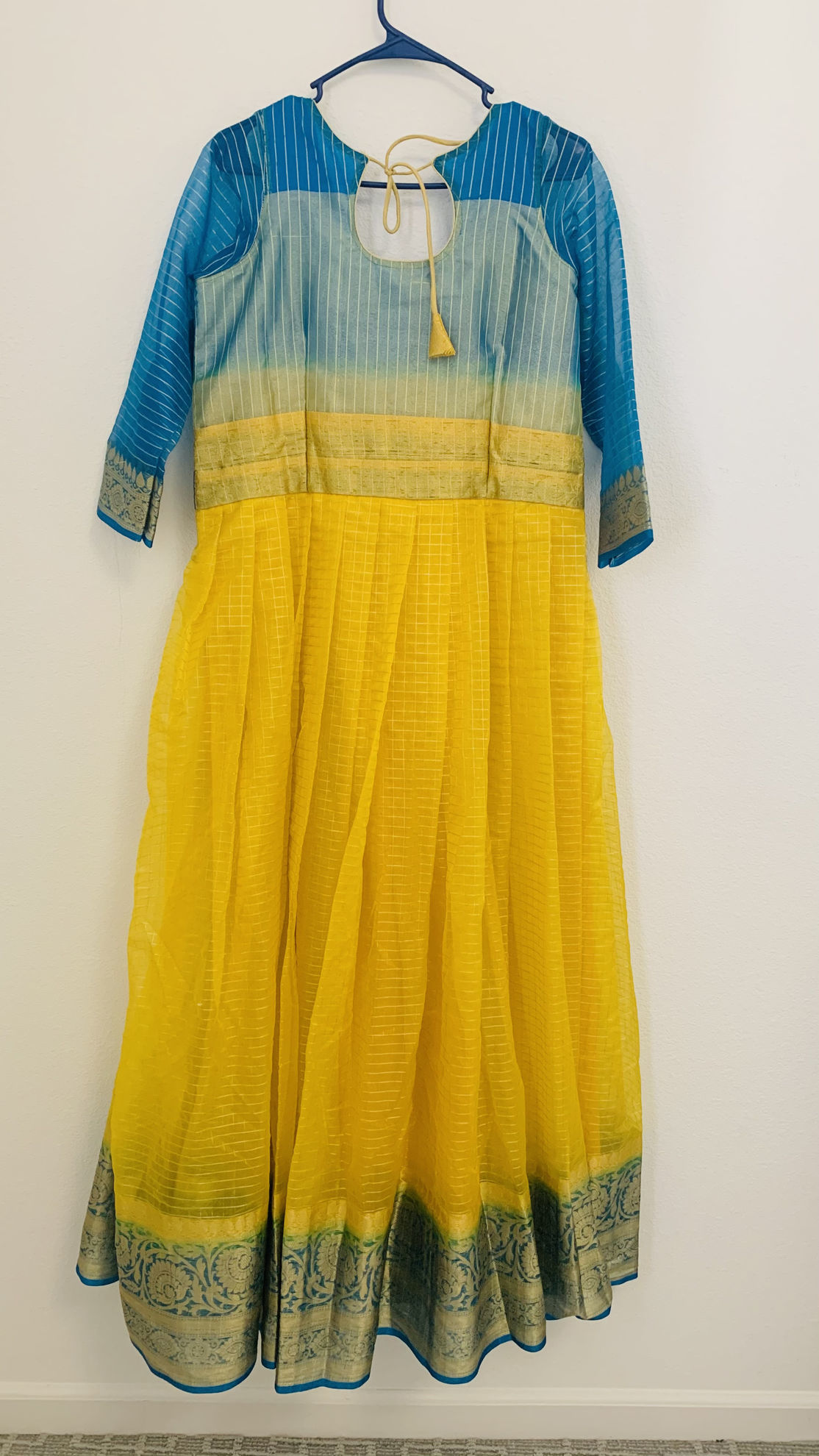 organza checks long frocks