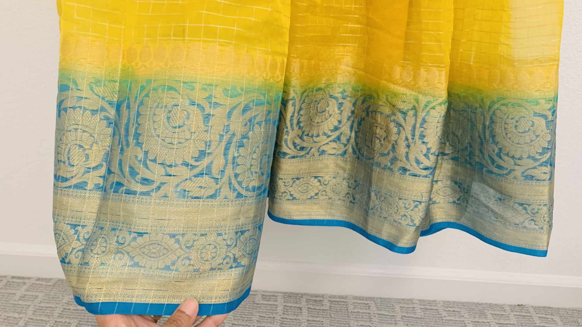 organza checks long frocks
