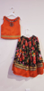 Picture of Beautiful Orange Floral lehenga and mirror work top