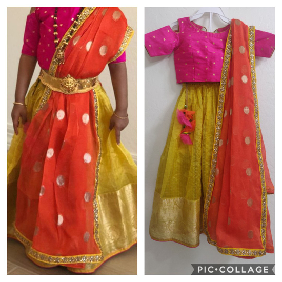 Picture of Beautiful little girl lehenga with two blouses