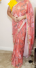 Picture of Red floral sequence saree with attached designer border with ruffle sleeves blouse