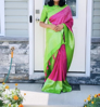 Picture of pink & parrot green color soft slik pattu saree