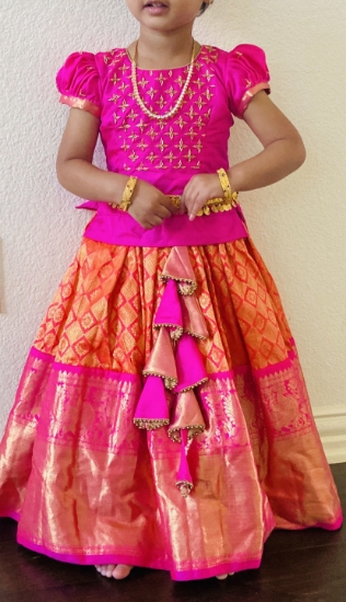 Pattu lehenga for girls outlet