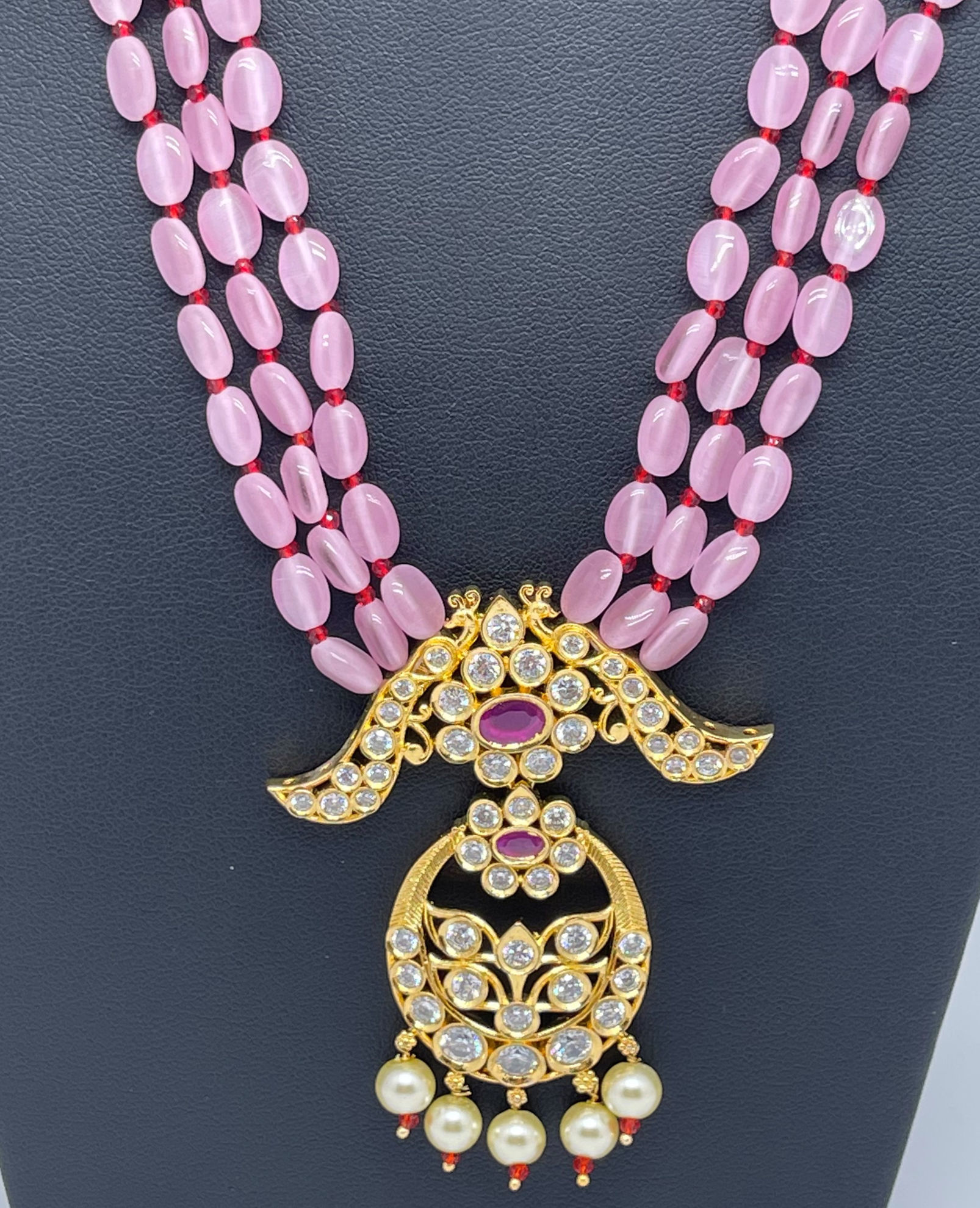 PunarviAuthenticPreLovedSustainableElegant Pink Monalisa beads Rani Haram