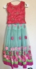 Picture of Beautiful pink rose net lehenga sea green with pink net blosue 7Y