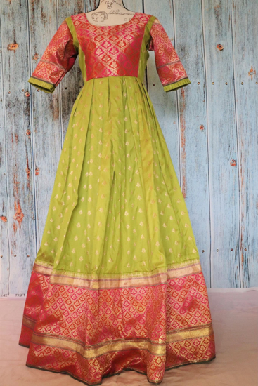 New Designer Cotton Silk Party Wear Beautiful Stitch Gown With Dupatta