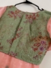Picture of Light weight beautiful thread work rose milk color saree with custom ruffle blouse