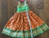 Picture of New Orange and green pattu lengha - 4-5 years