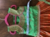 Picture of New Orange and green pattu lengha - 4-5 years