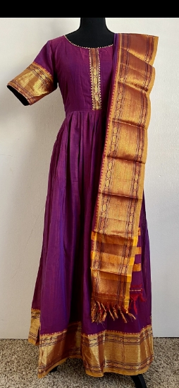 Picture of Purple narayanpet long frock