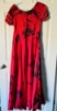 Picture of Red and Black Shibori  long dress with ruffle sleeves