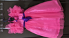 Picture of Hot pink gown with ruffle sleeves and butterfly headband