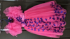 Picture of Hot pink gown with ruffle sleeves and butterfly headband