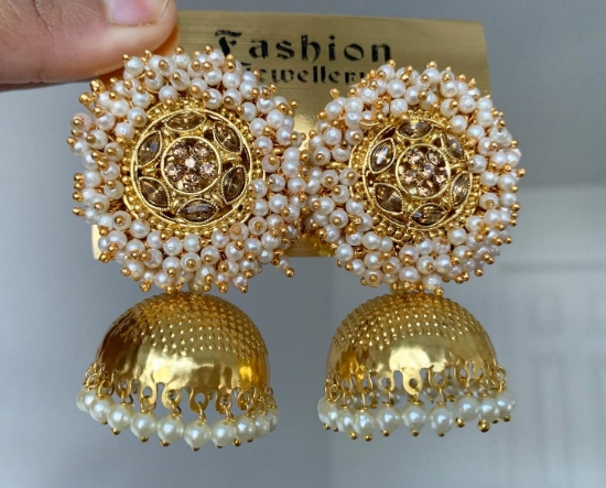 Picture of Brand New Cluster Pearls Jhumka earrings
