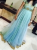 Picture of Light blue long dress with bodice work