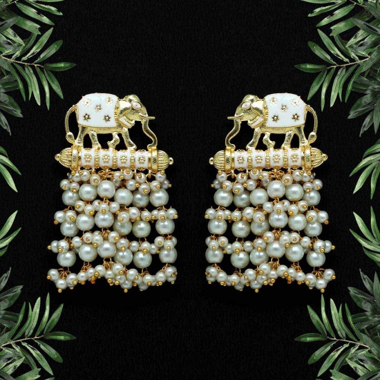 Picture of Brand new White Color Kundan Meenakari Earrings