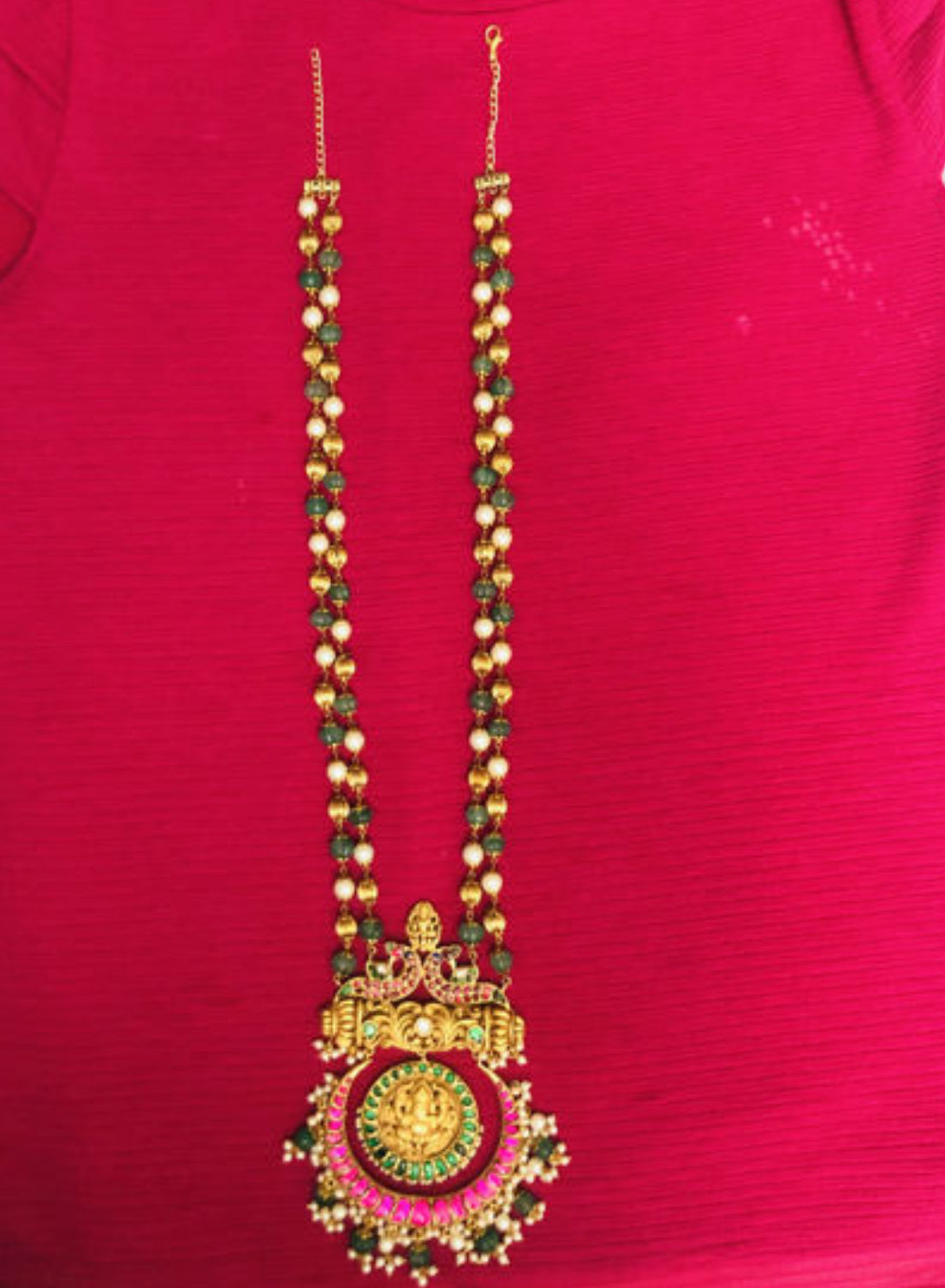 PunarviAuthenticPreLovedSustainableJadau Kundan Ganesh Pendent Bead Chain