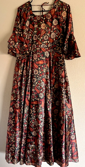 PunarviAuthentic|PreLoved|SustainableBeautiful Kalamkari long frock ...