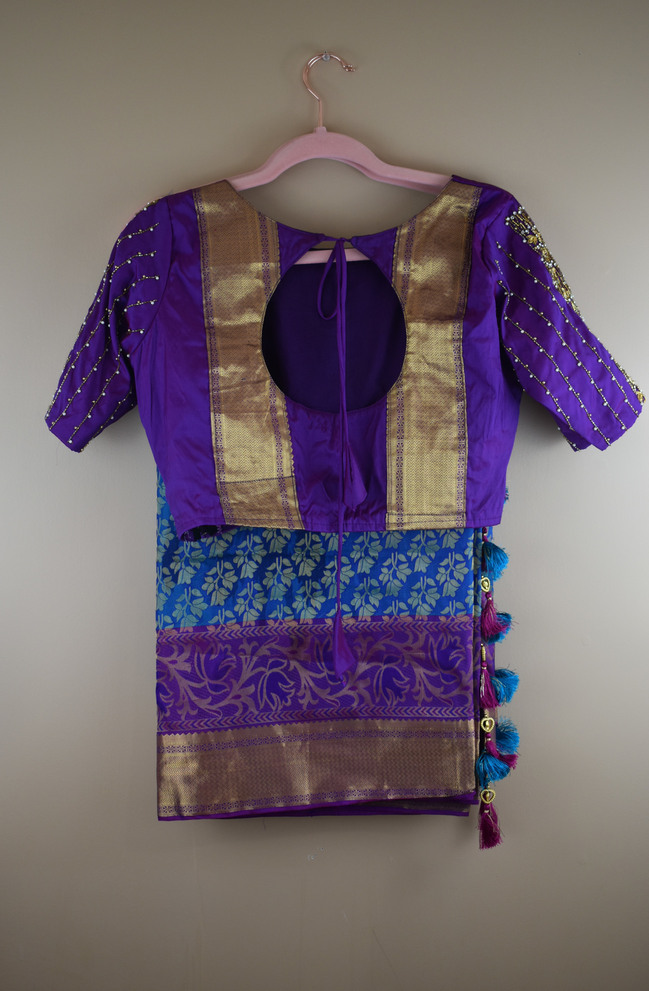 PunarviAuthentic|PreLoved|SustainableBlue and magenta Pattu saree
