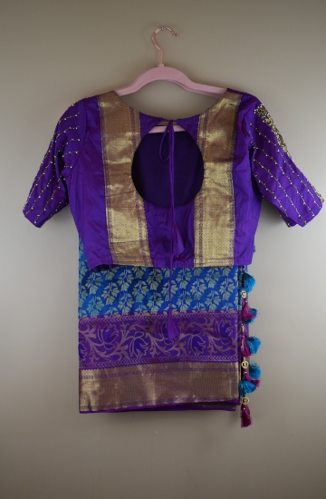 Picture of Blue and magenta Pattu saree