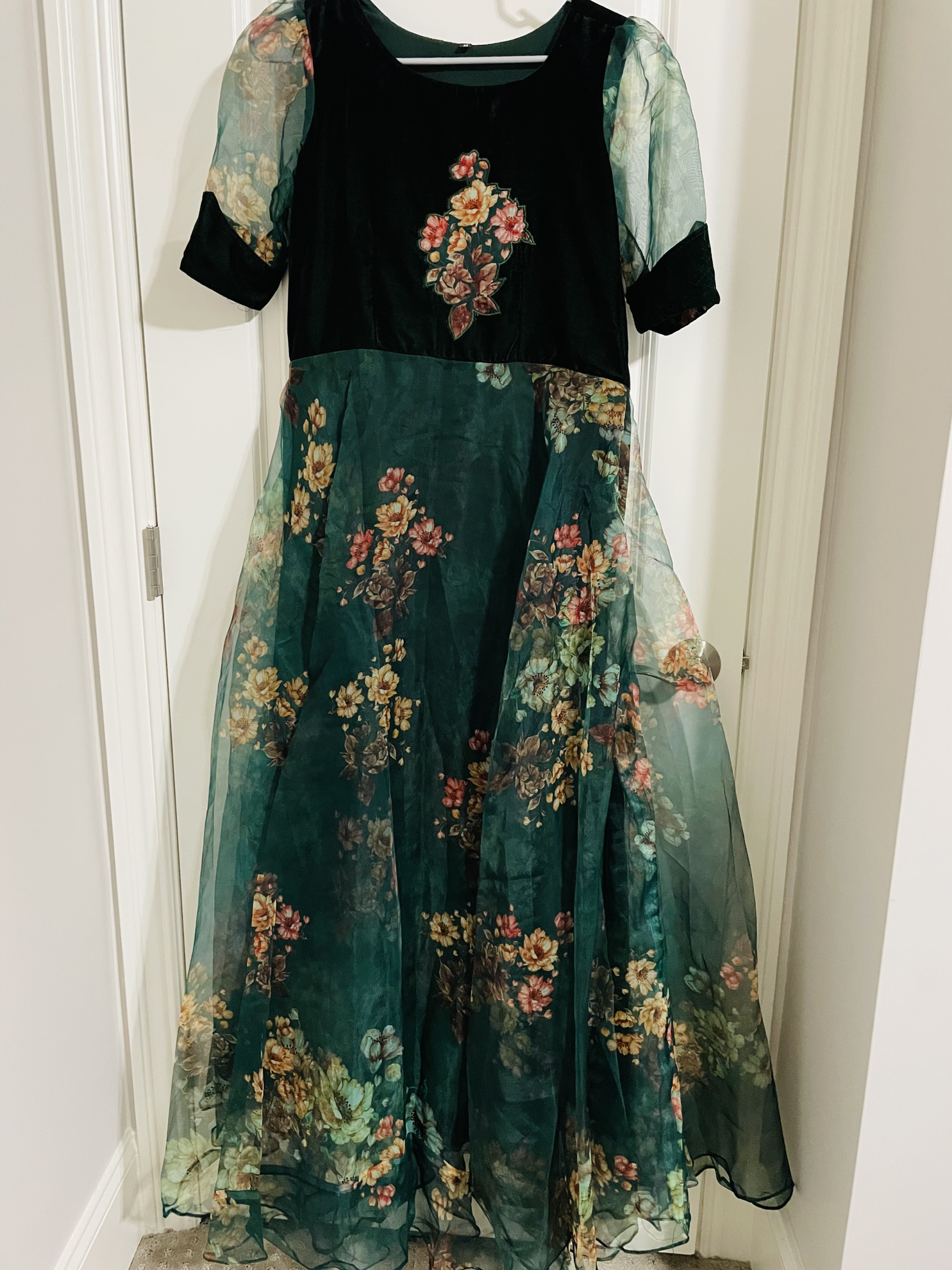 organza fabric long frocks