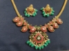 Picture of Kundan jadau mango necklace including matching antique temple earrings