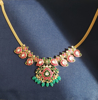 Picture of Kundan jadau mango necklace including matching antique temple earrings