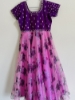 Picture of Brand new customized  purple color organza long frock with mirror work on top portion