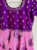 Picture of Brand new customized  purple color organza long frock with mirror work on top portion