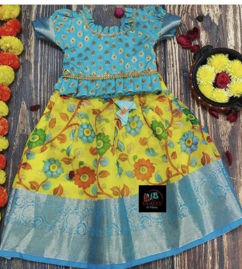 Picture of Organza lehenga with puff sleeves top 2-4Y