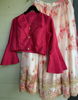 Picture of Organza Shibori Crop skirt with red full sleeve top