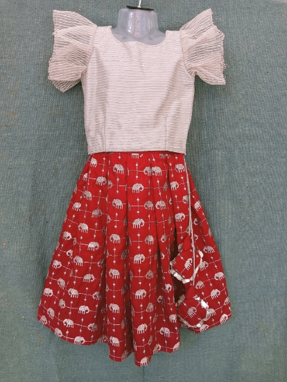 Picture of Elephant embroidery Skirt with Sequin crop top 2-3Y