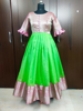 Picture of Brand new  light green foil mirror long gown with ruffle hands