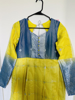 Picture of new Yellow n skyblue organza checks dress