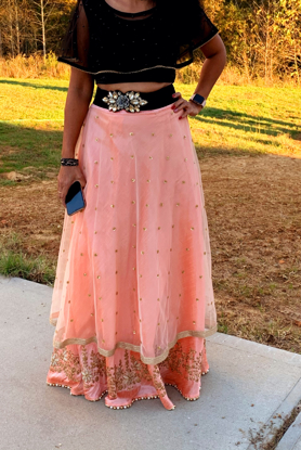 Picture of Peach Skirt with Black Crop top